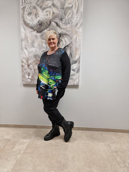 Tunika von CN-G aus Jersey mit Buntem Motiv in 3 Größen bis Gr 60