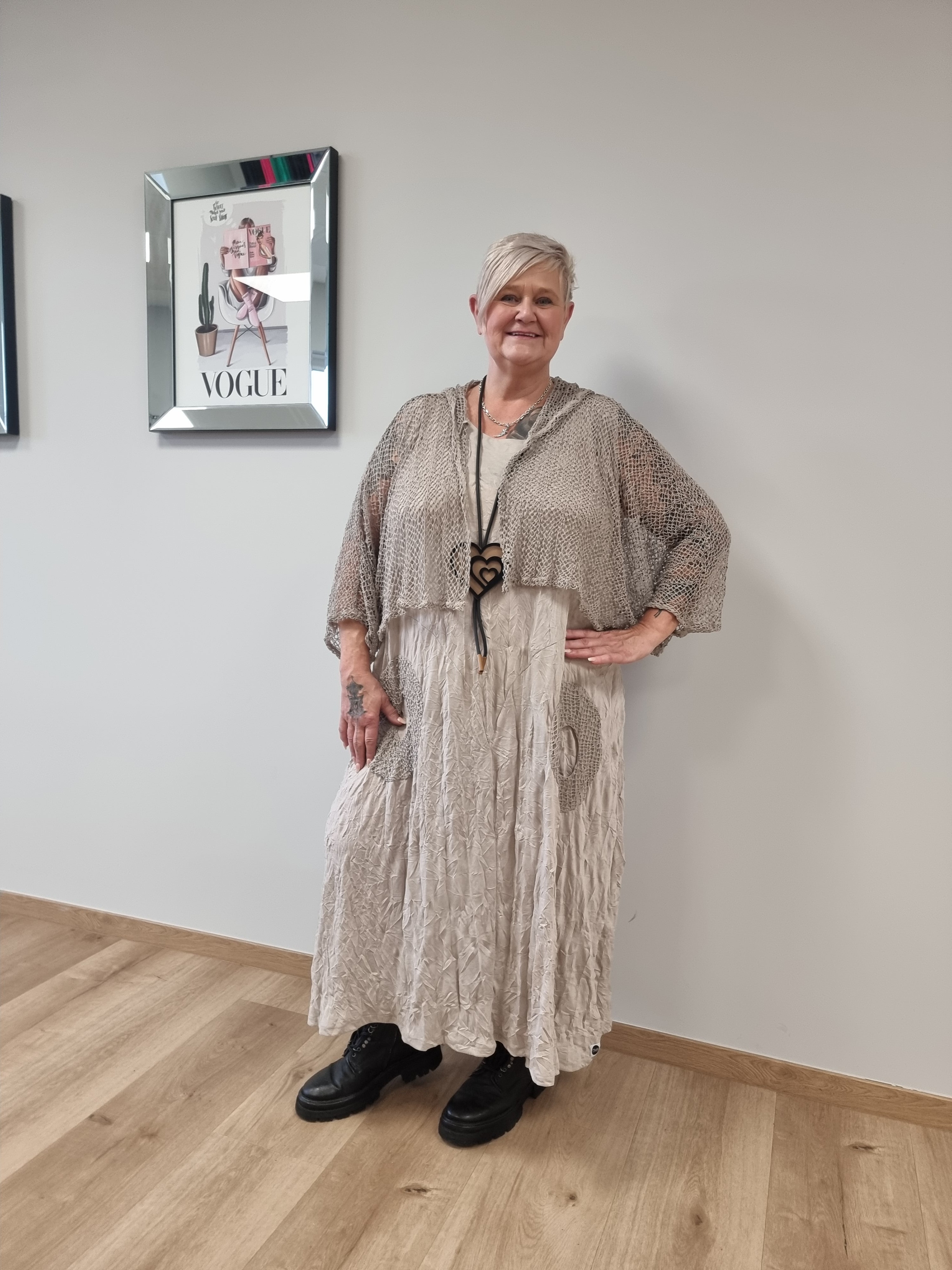 Kleid Mädchenglück mit Netzjacke in 6 Größen bis Größe 60 in 4 Farben