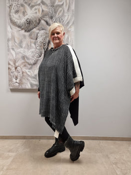 Stricküberwurf/ Pullover von CN-G Hahnentritt Einheitsgröße Tragbar Gr 38/40 bis 64 +