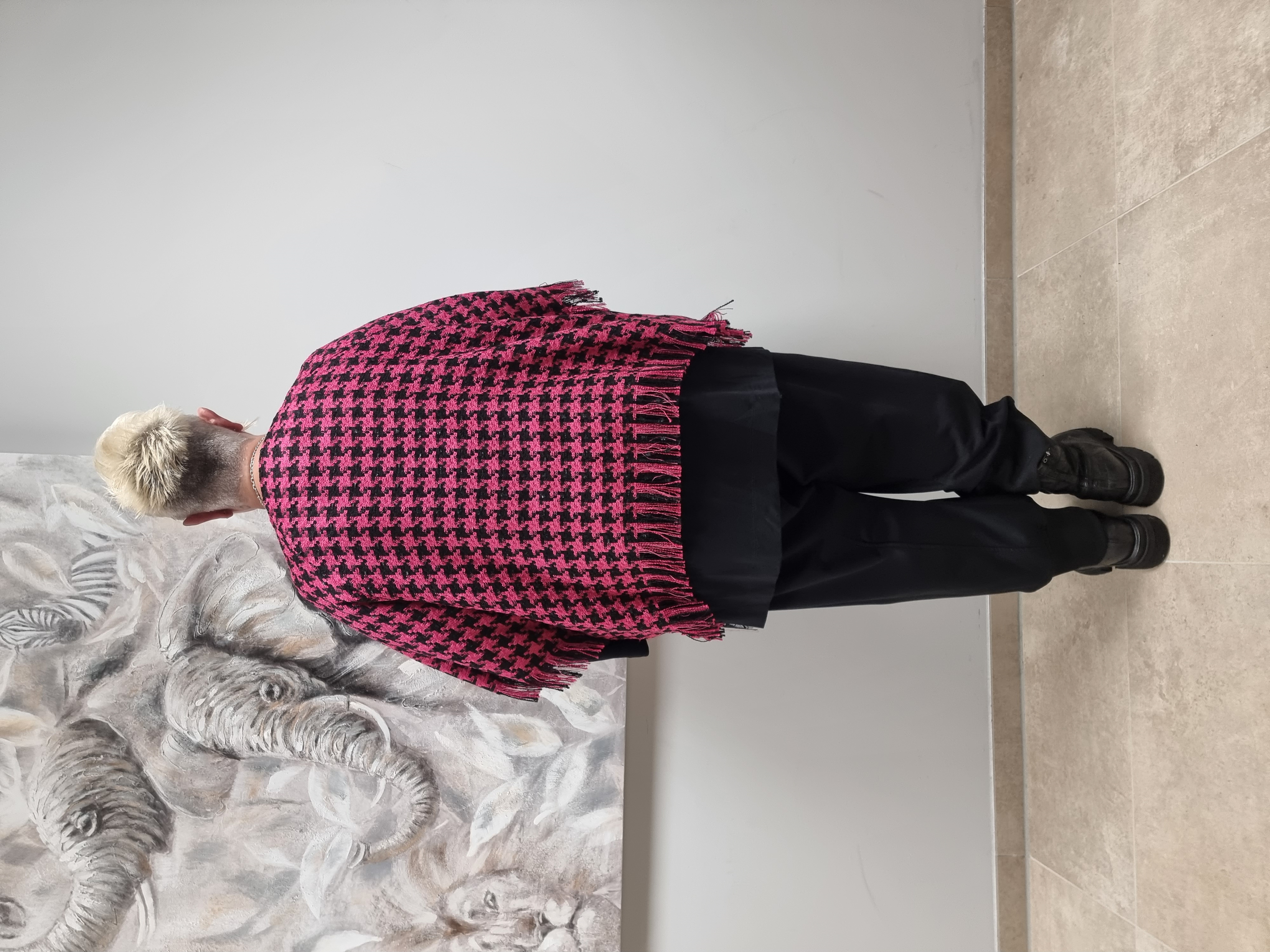 Kurzjacke/ Überwurf in Pink/Schwarz von CN-G in 3 Größen bis Gr 64