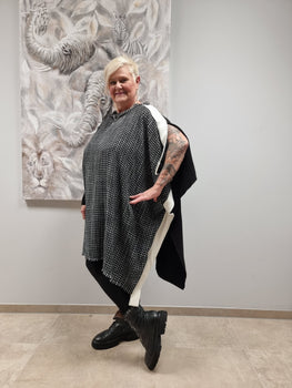 Stricküberwurf/ Pullover von CN-G Hahnentritt Einheitsgröße Tragbar Gr 38/40 bis 64 +
