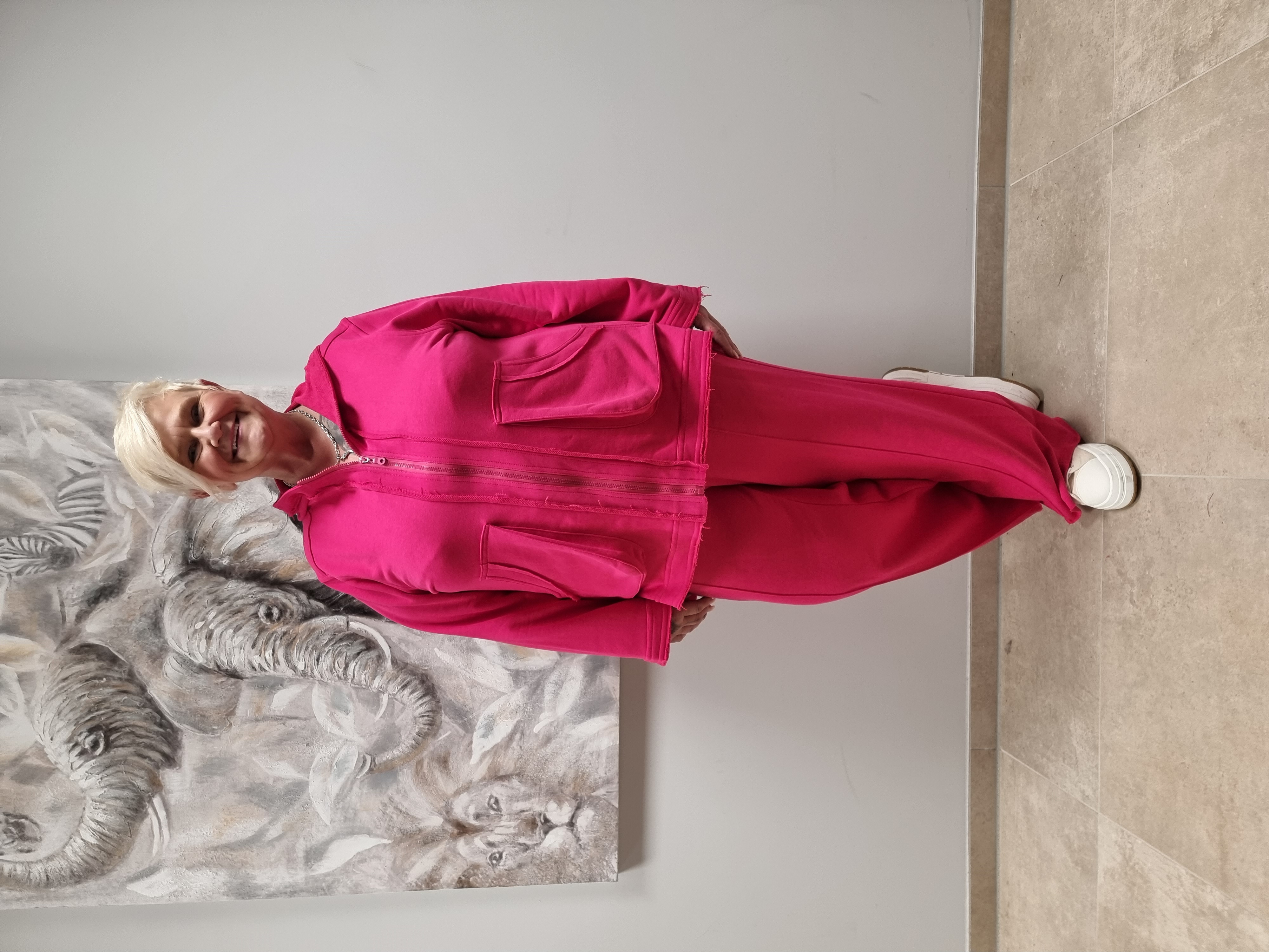 Zweiteiler aus Sweat mit Jacke und Marlene Hose in 3 Farben bis Gr 58/60