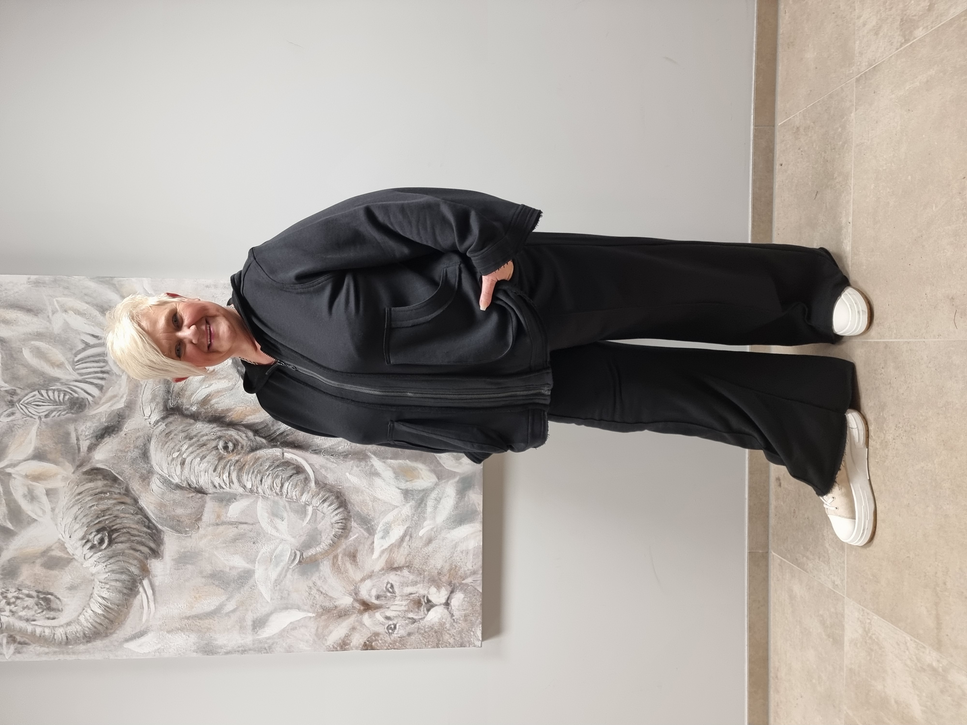 Zweiteiler aus Sweat mit Jacke und Marlene Hose in 3 Farben bis Gr 58/60